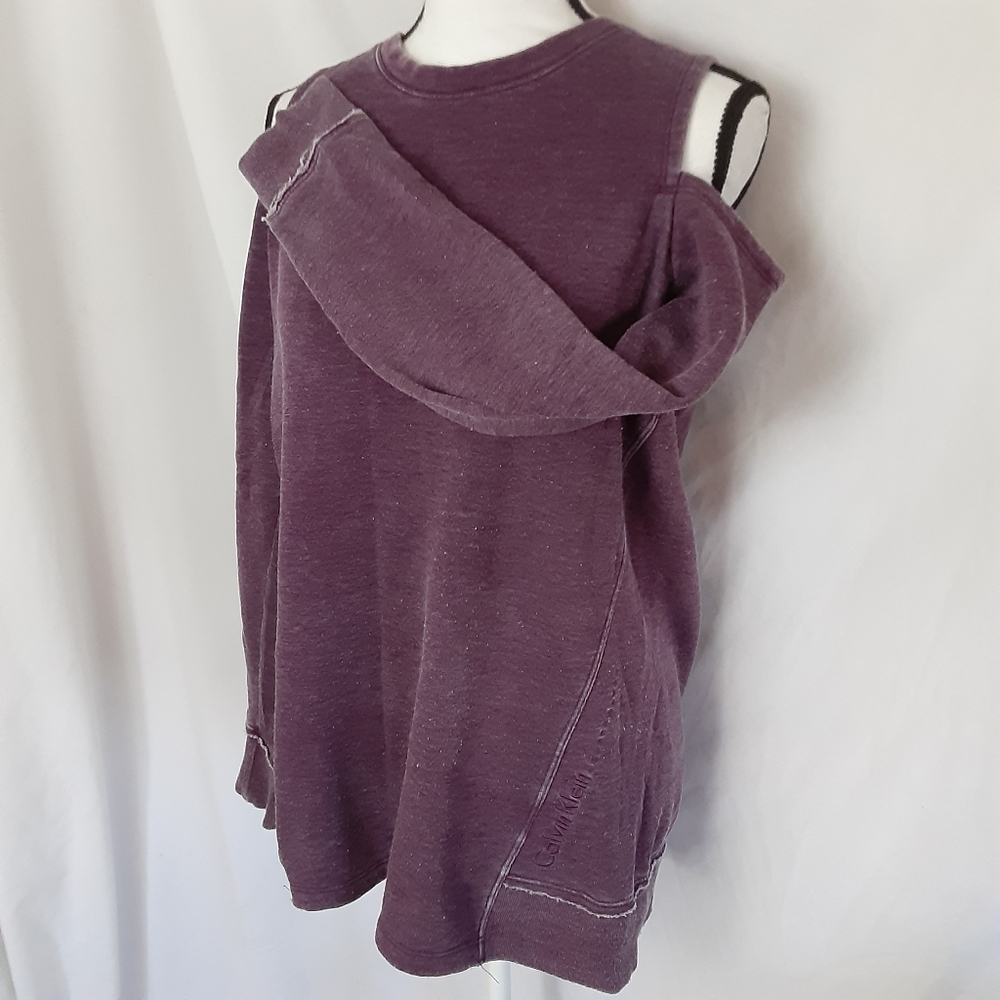CK Distressed Cold Shoulder Sweater
